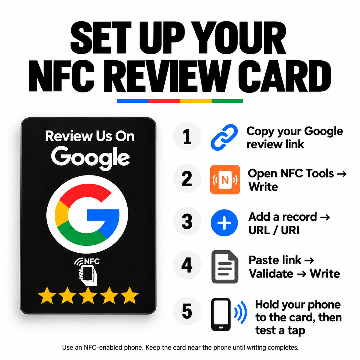 Google Review NFC Tap Card for Businesses | Reusable Counter Display